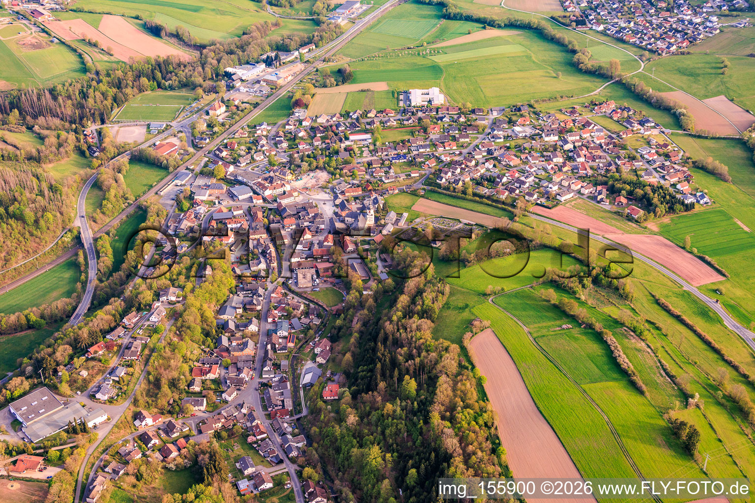 From the north in the district Rothenkirchen in Pressig in the state Bavaria, Germany