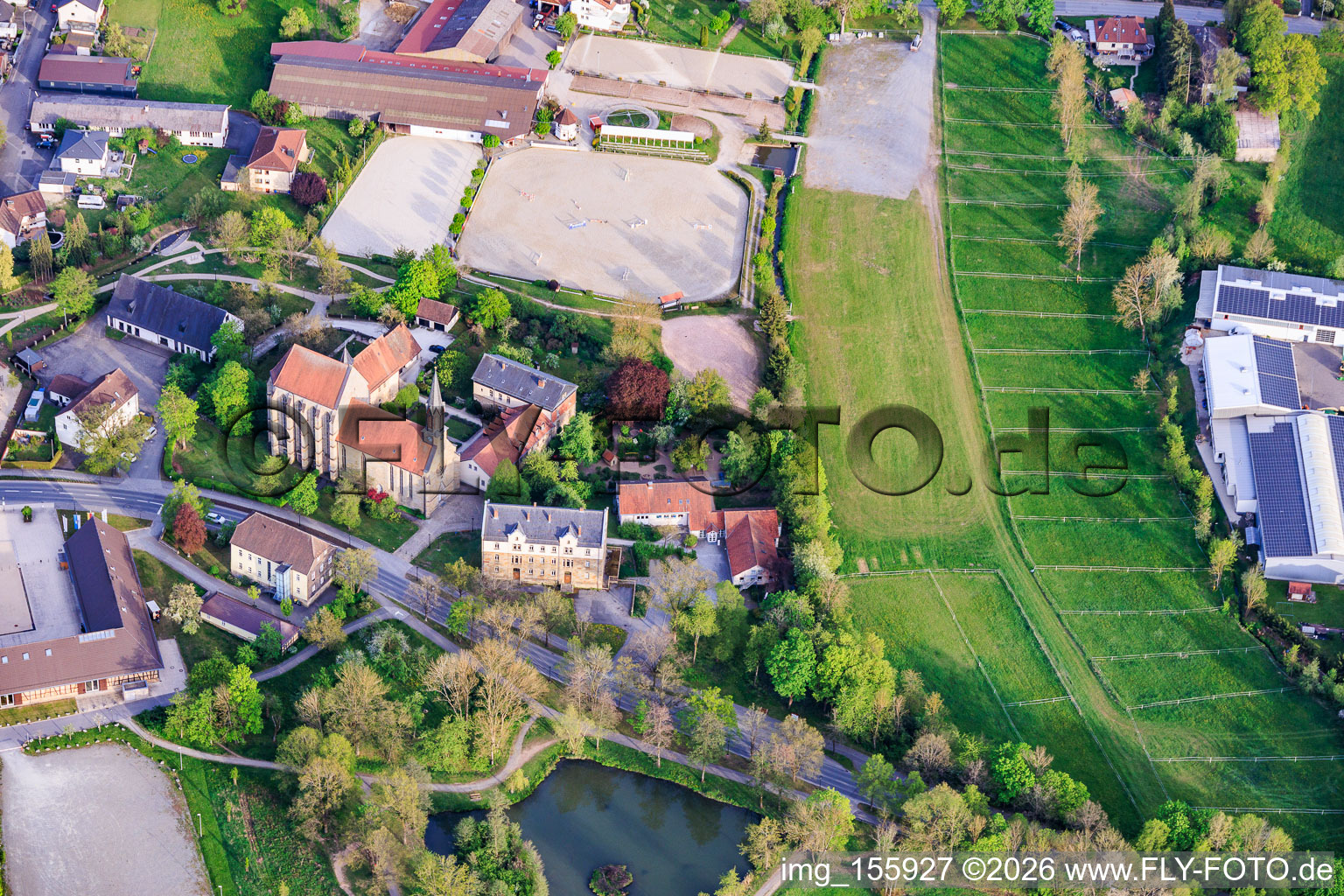 Monastery church Sonnefeld at the former monastery of the Cistercian nuns and equestrian club Sonnefeld Frankenhof eV in Sonnefeld in the state Bavaria, Germany