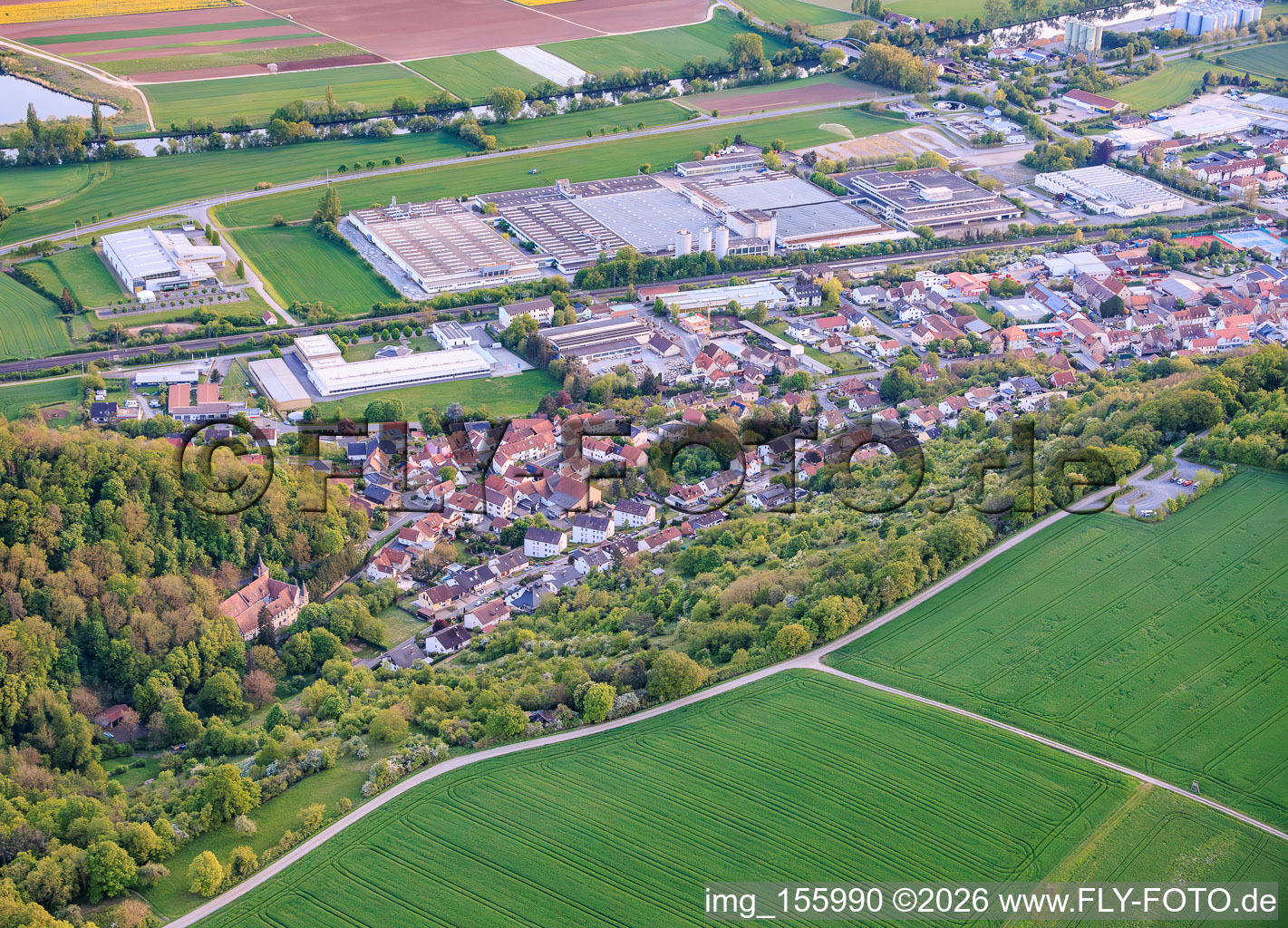 Industrial area Ob. Altach with allmilmö Küchen GmbH & Co. KG in Zeil am Main in the state Bavaria, Germany