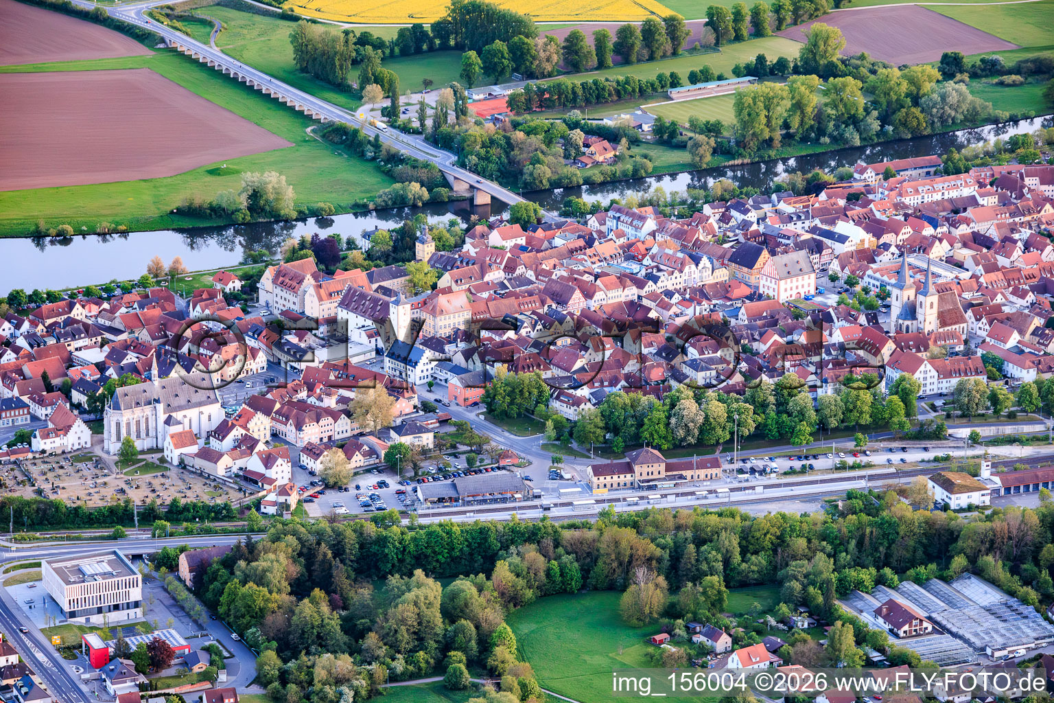 Ob. Vorstadt district with Knights' Chapel in Haßfurt in the state Bavaria, Germany