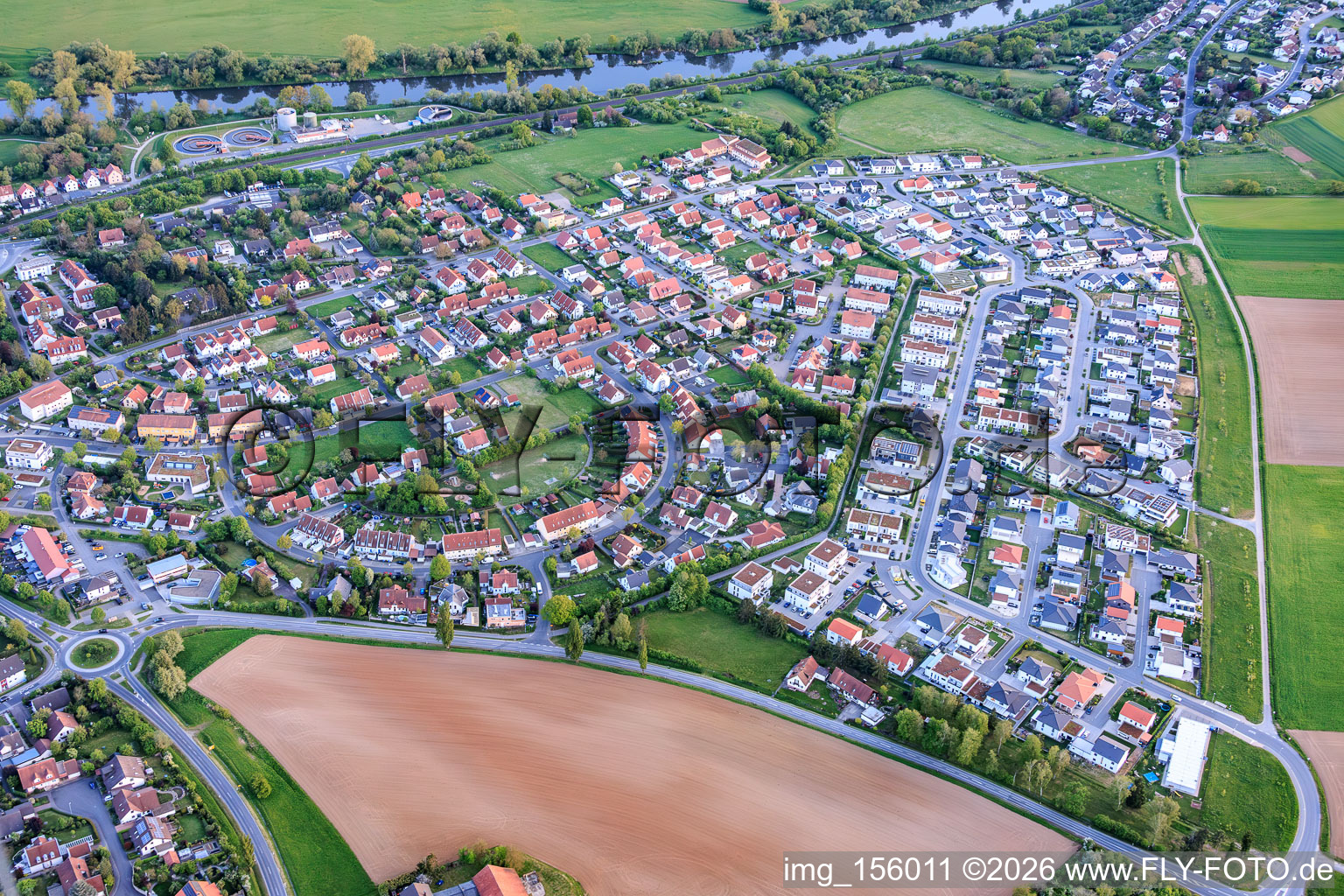 Rückelstraße and new development area Geschwister-Scholl-Ring in Haßfurt in the state Bavaria, Germany