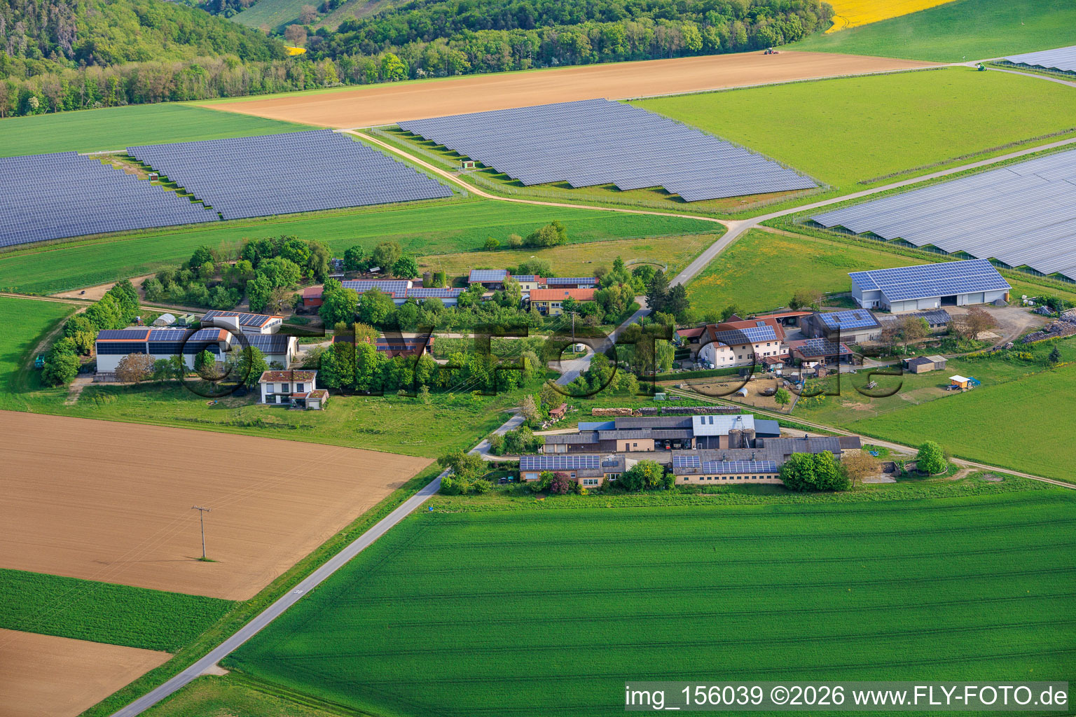 Solar park Ramsthal at Zehntfreyhof in Ramsthal in the state Bavaria, Germany