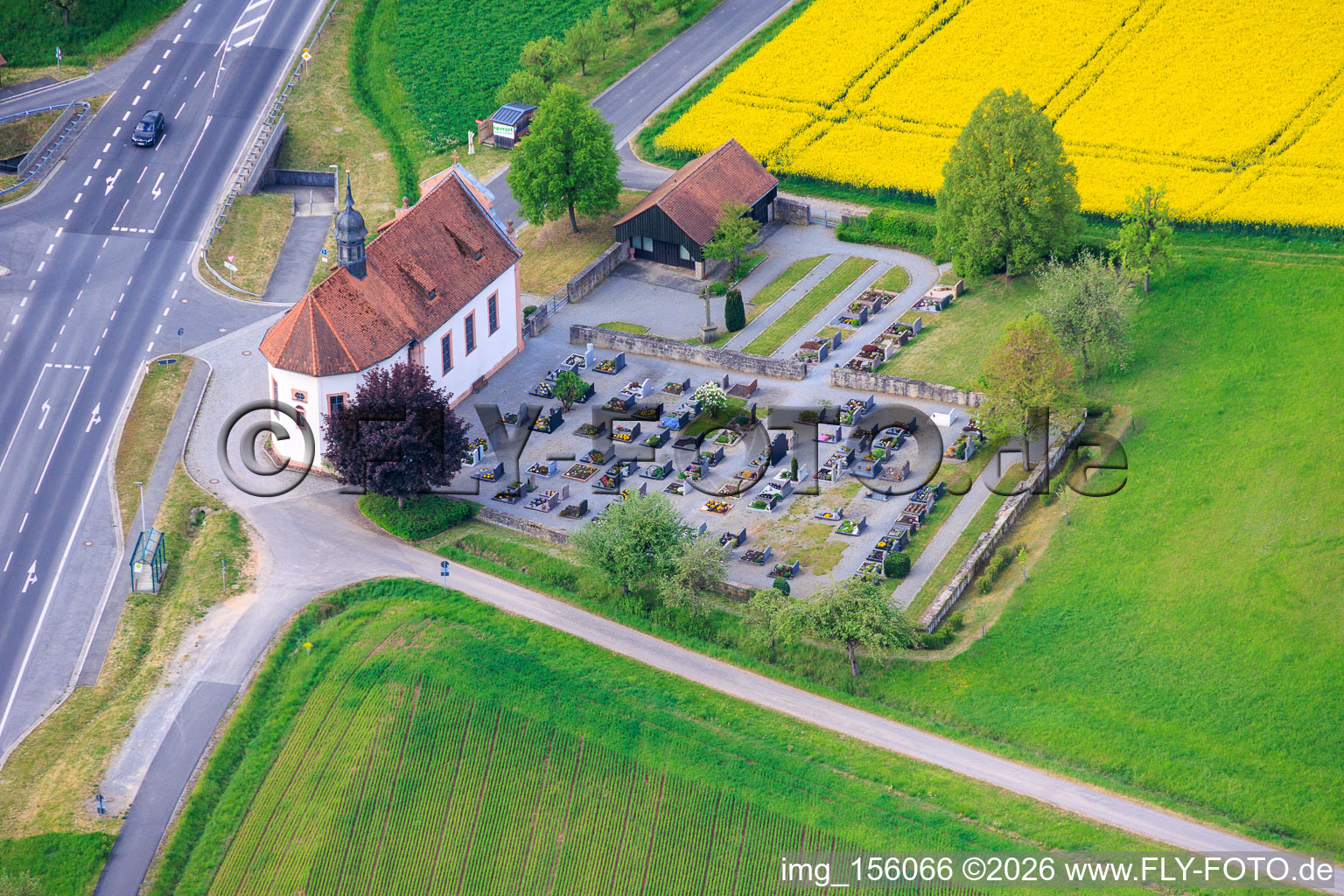 Holy Cross (Chapel of the Cross) on the B287 in the district Machtilshausen in Elfershausen in the state Bavaria, Germany