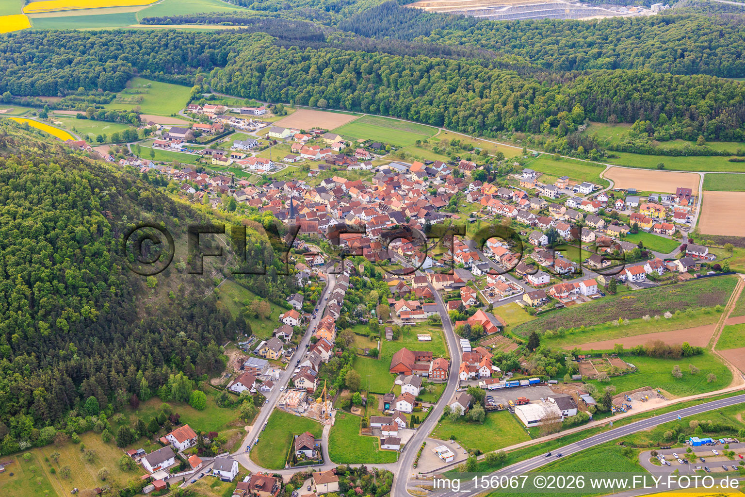 From the north in the district Machtilshausen in Elfershausen in the state Bavaria, Germany