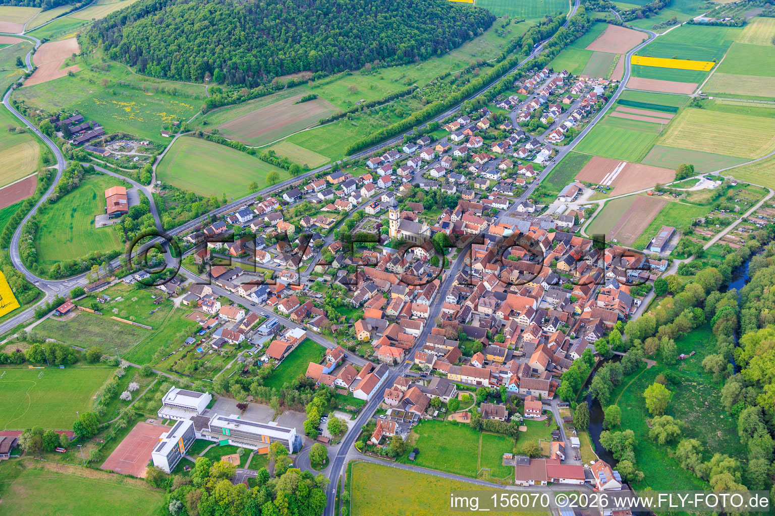 From the northeast in the district Langendorf in Elfershausen in the state Bavaria, Germany