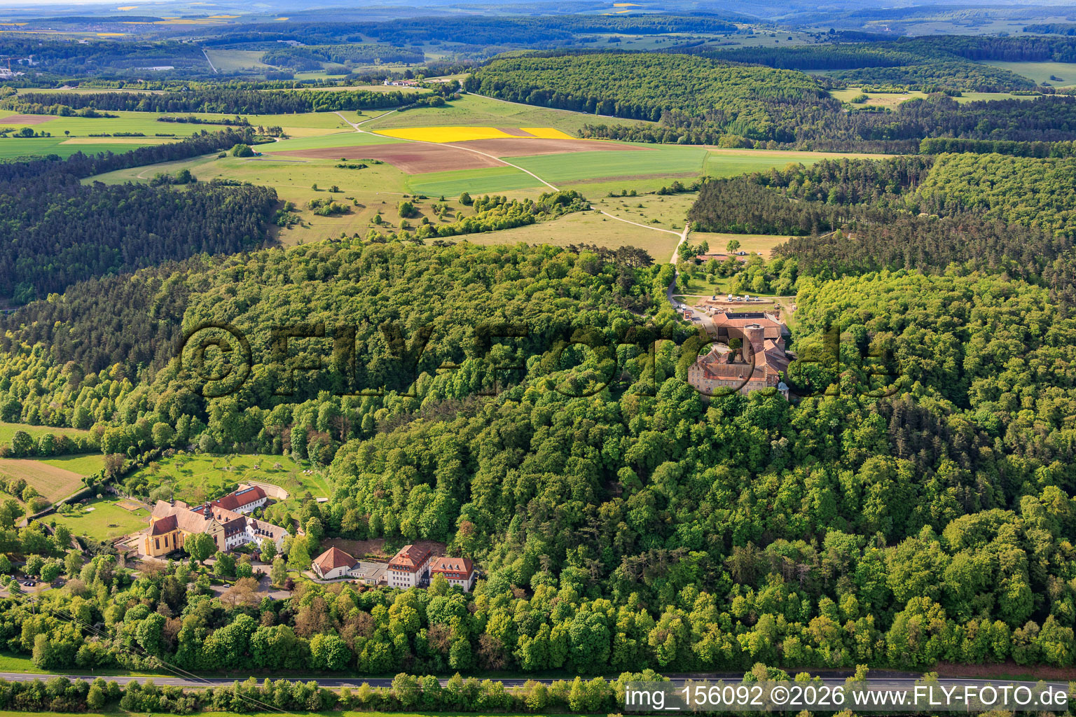 Saaleck Castle, Bavarian Music Academy Hammelburg and former monastery church in the old town in Hammelburg in the state Bavaria, Germany