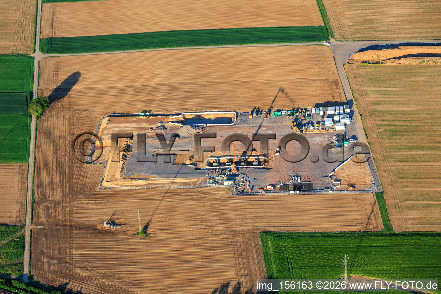 Construction site of the second drilling site on the Trappelberg of the Lionheart project by Vulcan Energy for the future climate-neutral heat supply of the city of Landau as well as lithium extraction and electricity production through ORC plant in Rohrbach in the state Rhineland-Palatinate, Germany