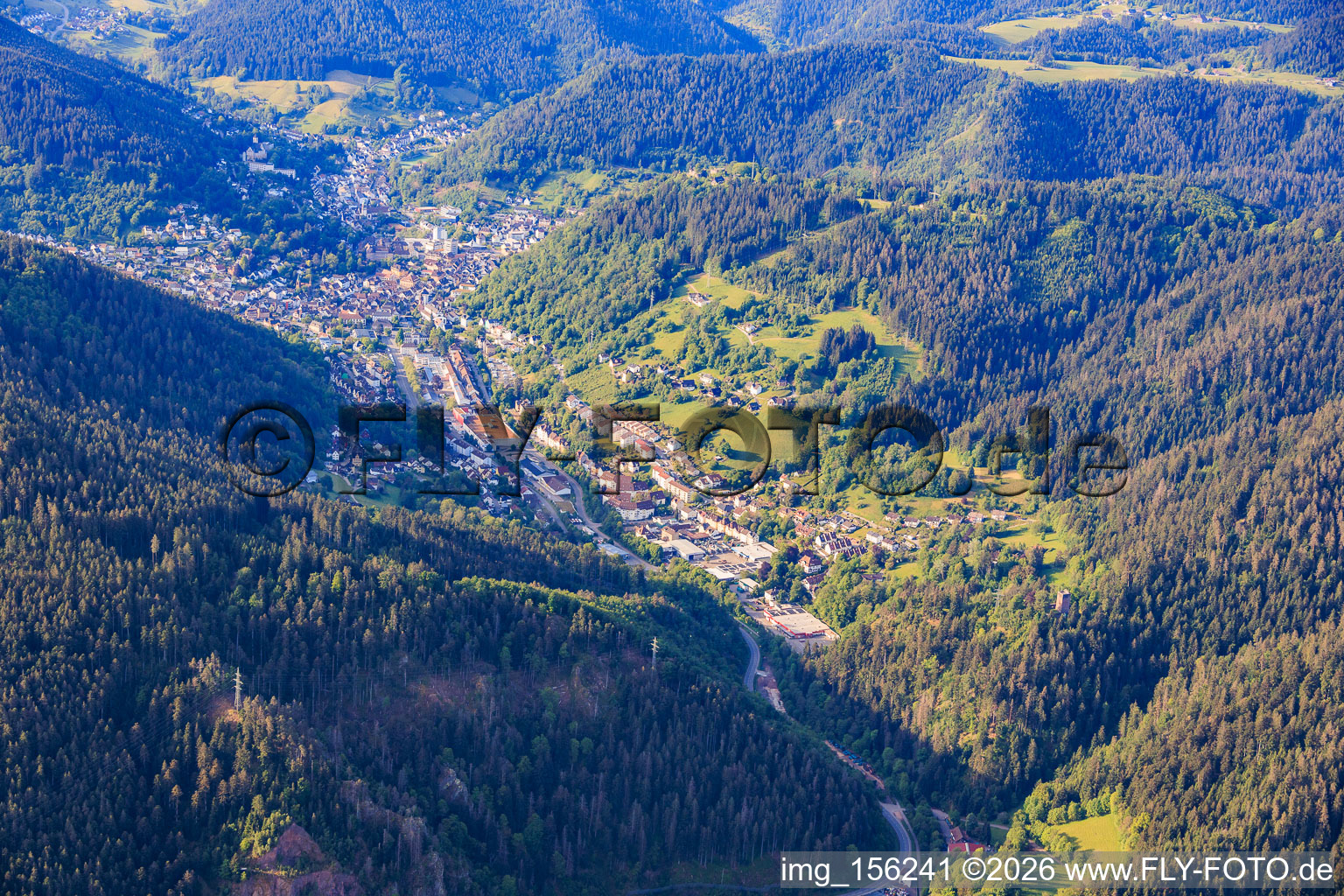 City view in the Black Forest valley from the north in Schramberg in the state Baden-Wuerttemberg, Germany