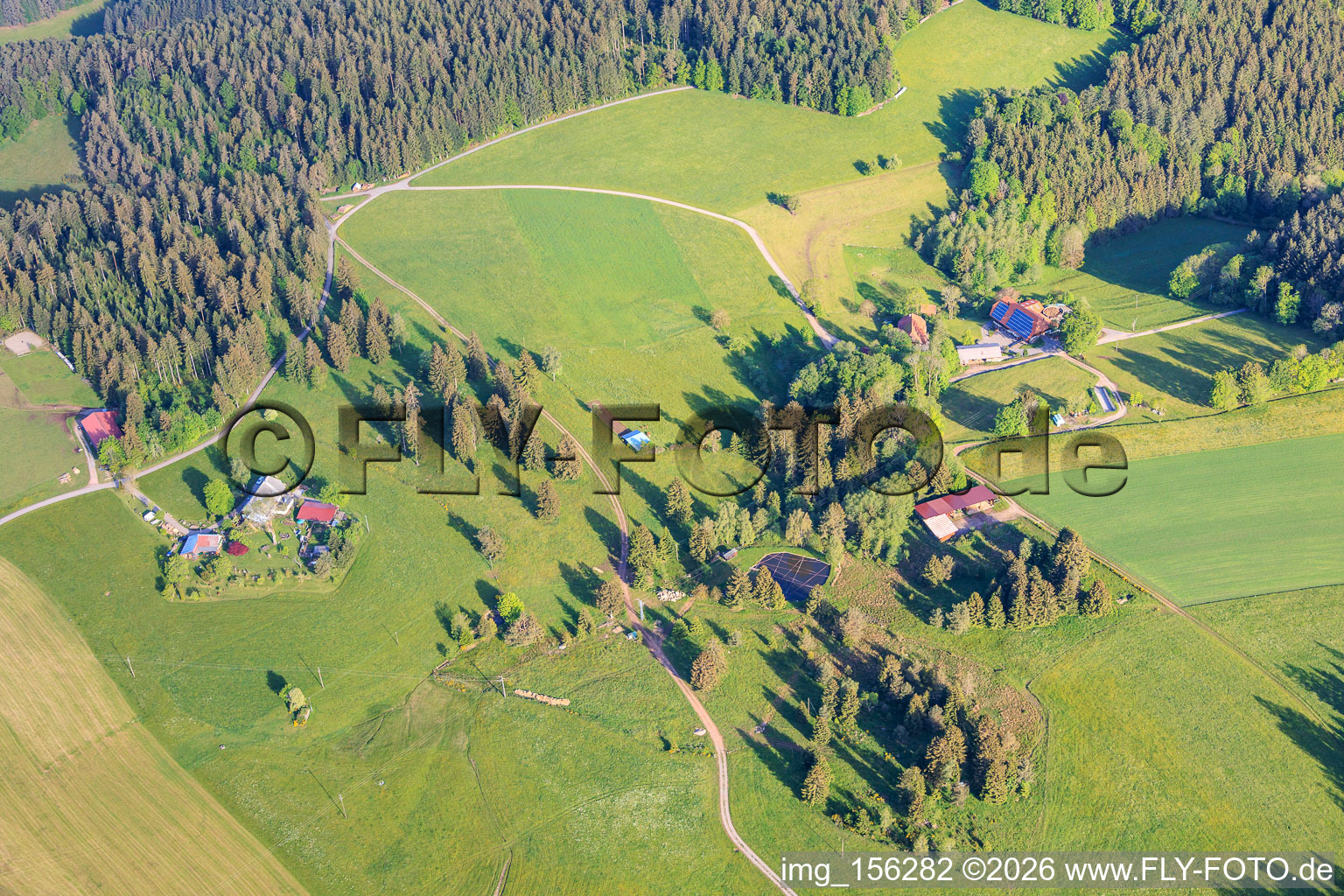Black Forest farms on Simonshansenhofweg in the district Kirnbach in Wolfach in the state Baden-Wuerttemberg, Germany