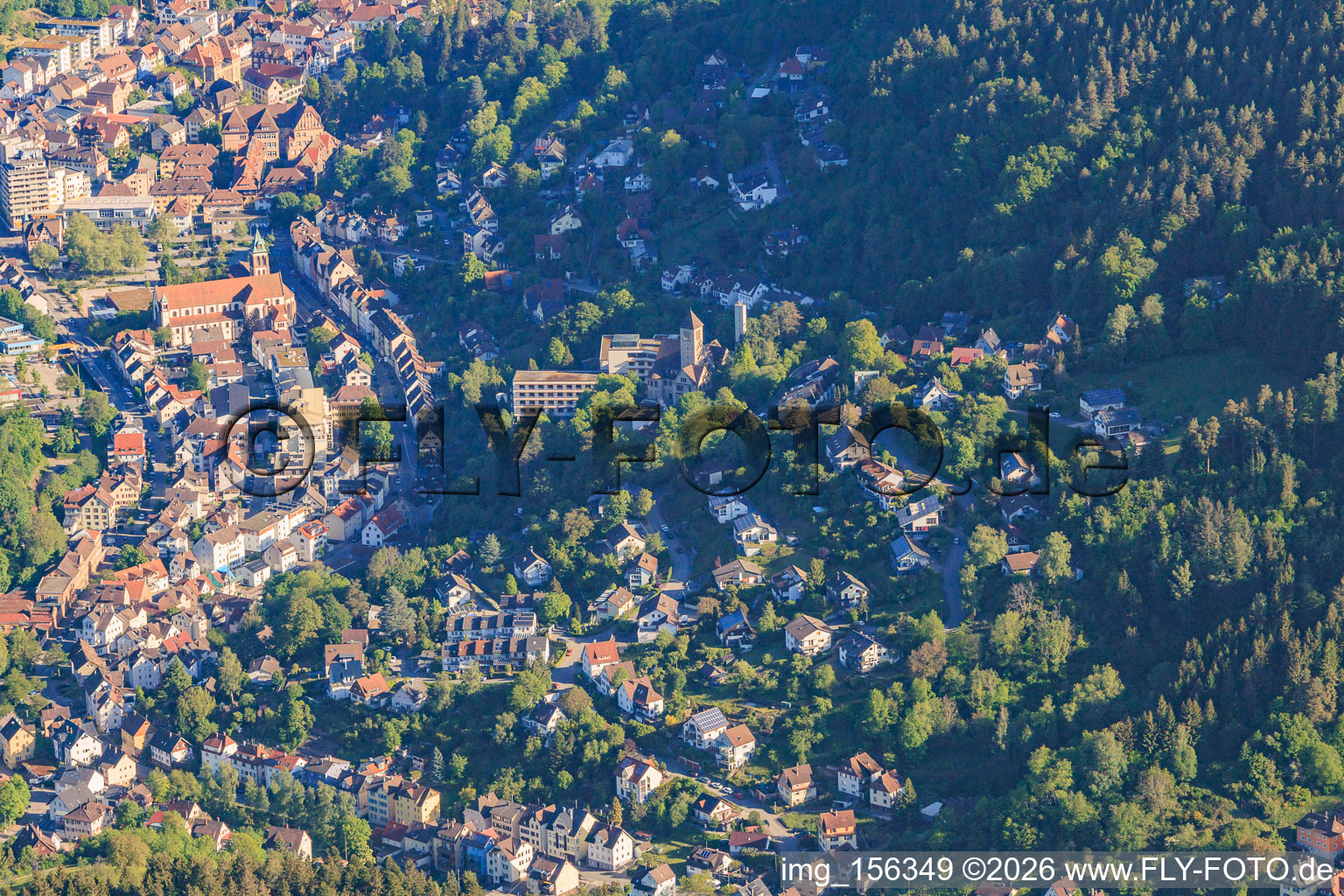 Schillerstraße from the south in Schramberg in the state Baden-Wuerttemberg, Germany