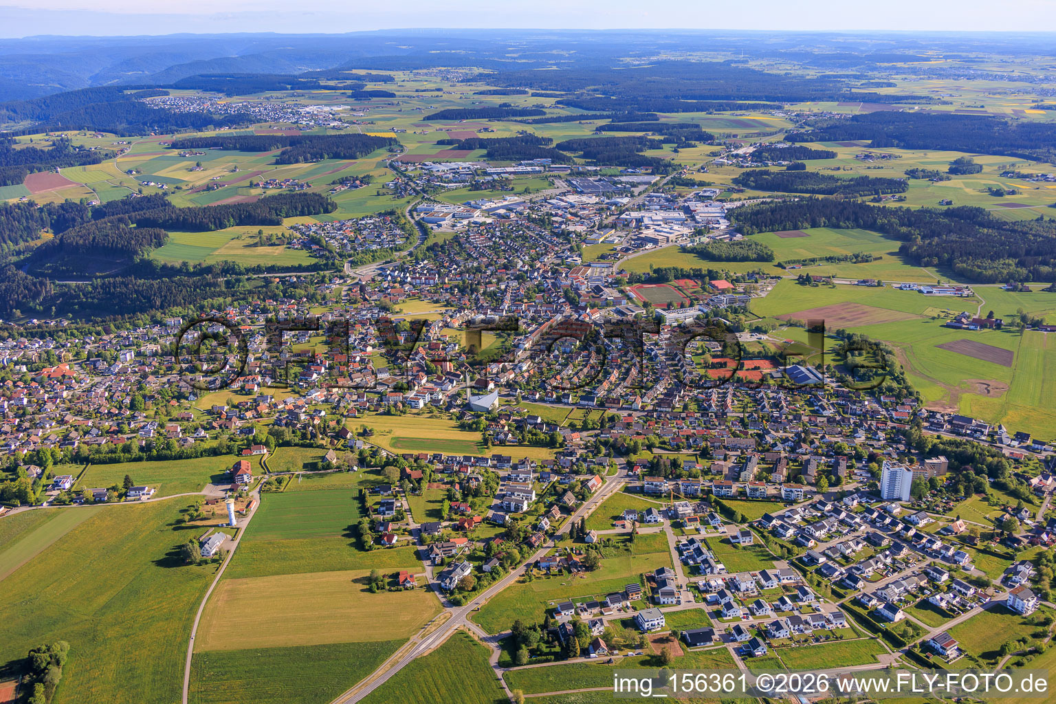City view from the south in the district Sulgen in Schramberg in the state Baden-Wuerttemberg, Germany