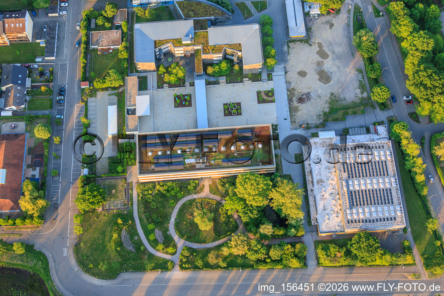 New building and school garden of the Integrated Comprehensive School Kandel in Kandel in the state Rhineland-Palatinate, Germany
