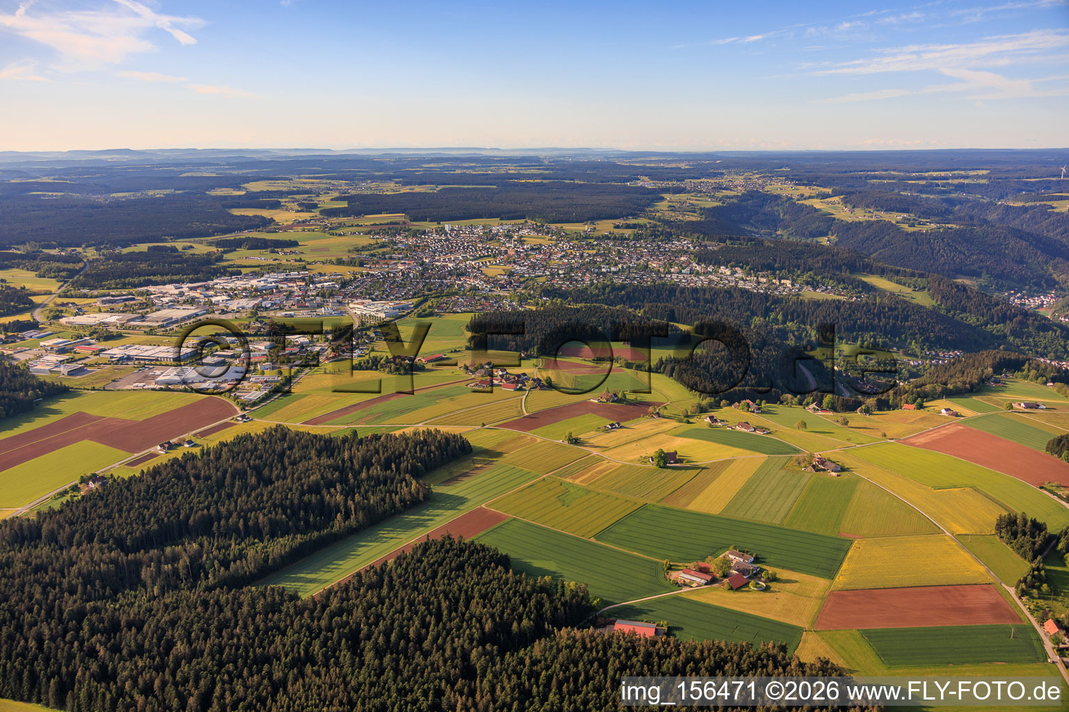 From the north in the district Sulgen in Schramberg in the state Baden-Wuerttemberg, Germany