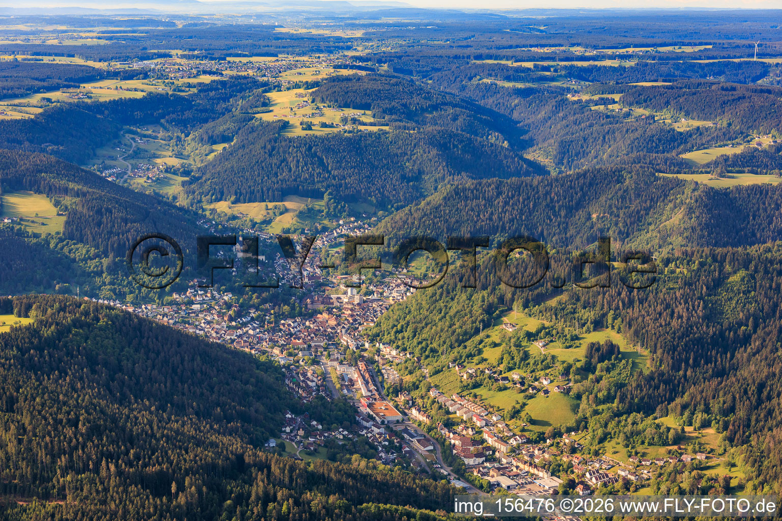 City view in the Black Forest valley from the north in Schramberg in the state Baden-Wuerttemberg, Germany