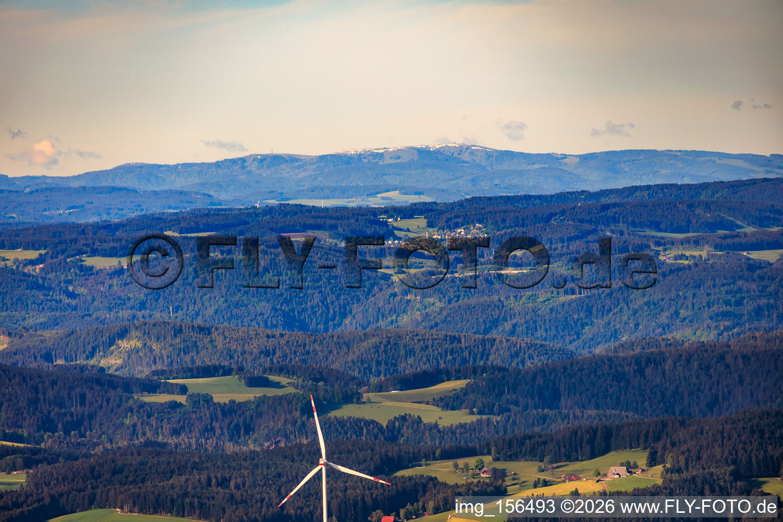 Snow on the Feldberg in mid-May from the northeast in the district Rinken in Hinterzarten in the state Baden-Wuerttemberg, Germany