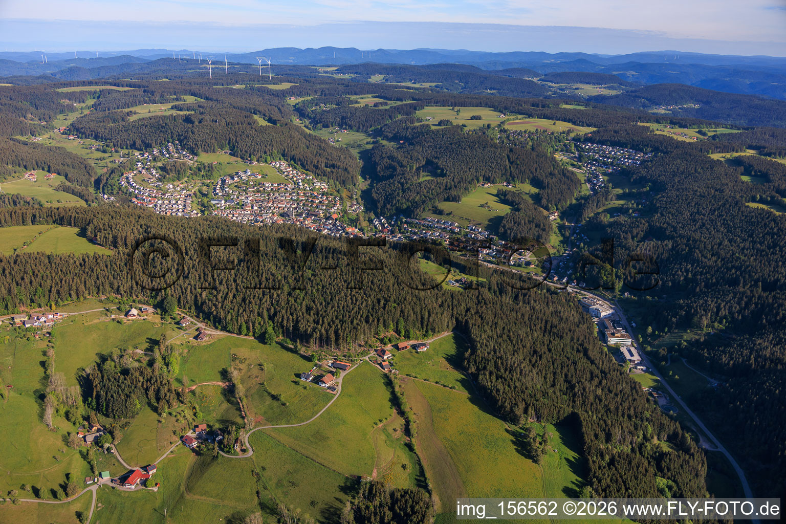 View of the Schiltach Valley from the southeast in the district Tennenbronn in Schramberg in the state Baden-Wuerttemberg, Germany