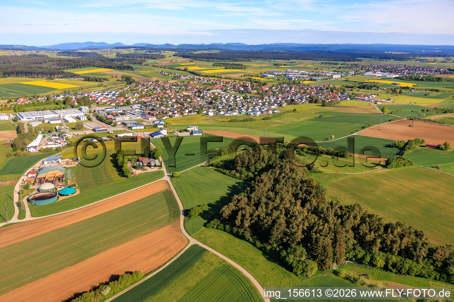 From the southeast in the district Seedorf in Dunningen in the state Baden-Wuerttemberg, Germany