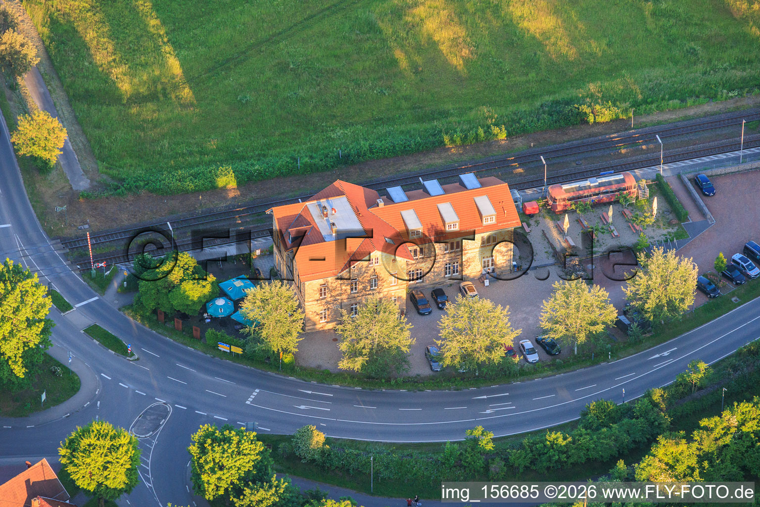 Railway station with hotel-restaurant at the railway station 1894 Rohrbach in Rohrbach in the state Rhineland-Palatinate, Germany