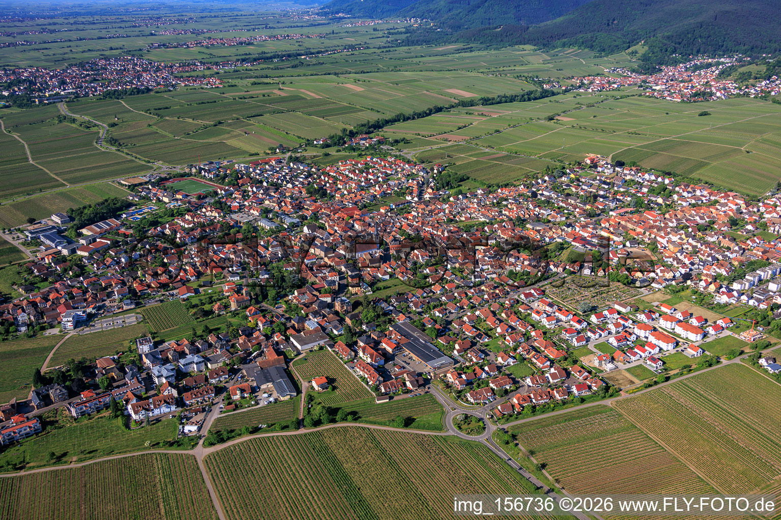 From the northeast in Maikammer in the state Rhineland-Palatinate, Germany