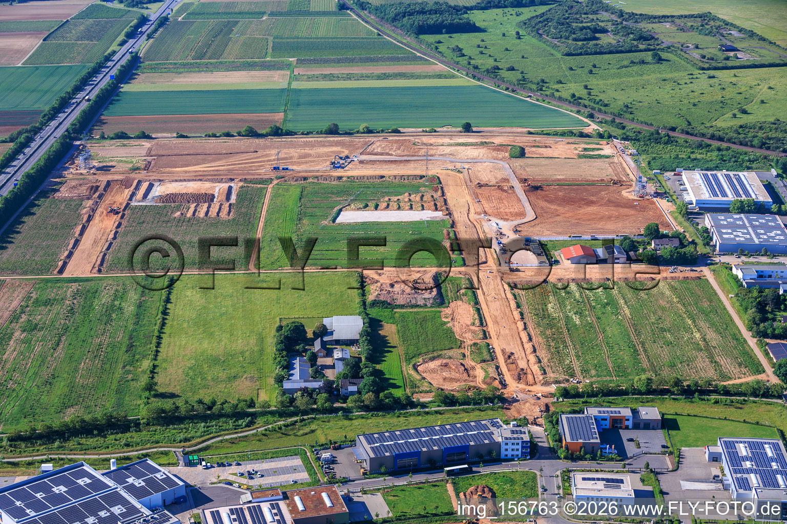 Industrial park D12 with construction site for geothermal power plant and substation by Vulcan in Landau in der Pfalz in the state Rhineland-Palatinate, Germany