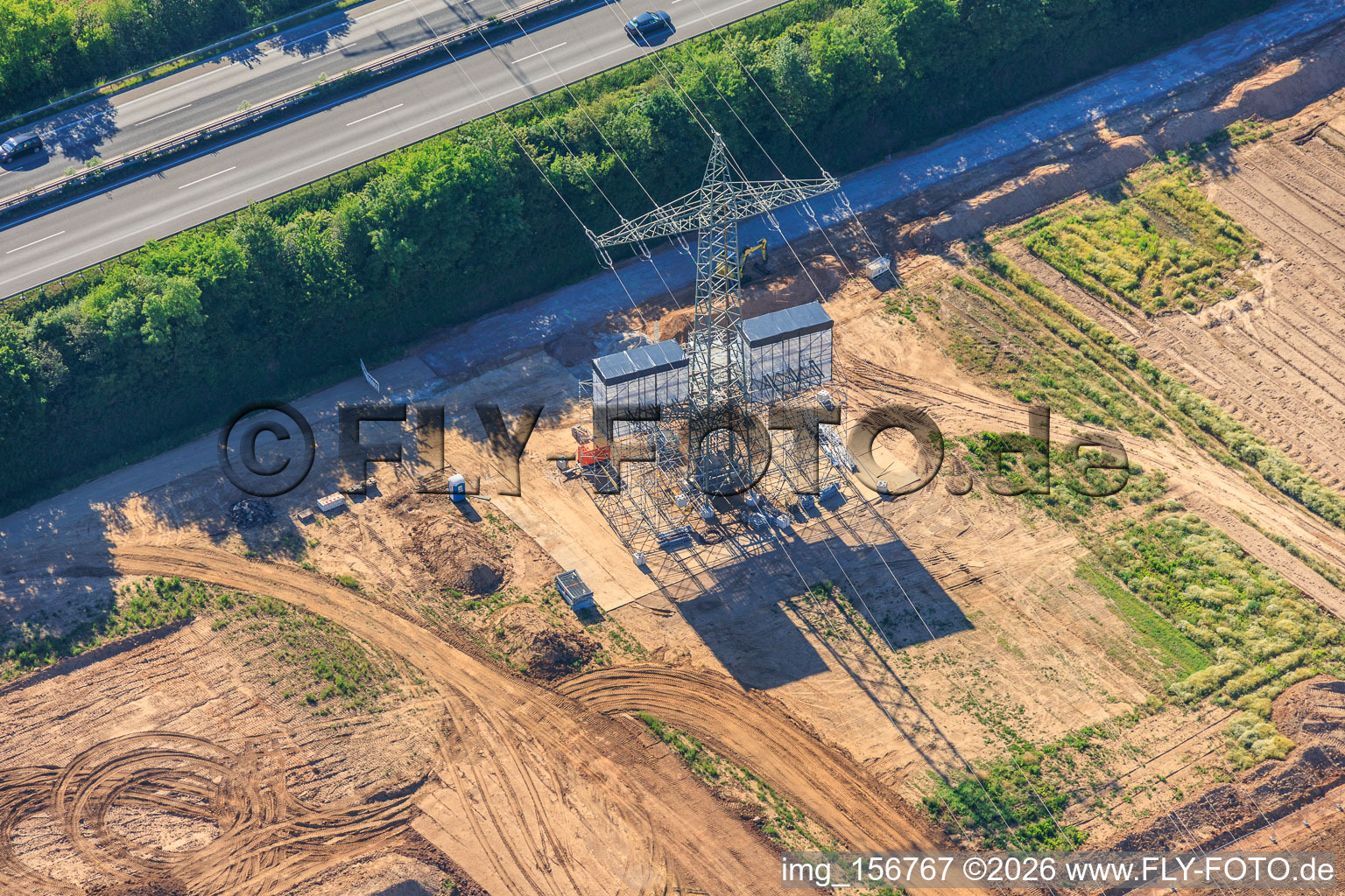 Industrial park D12 with construction site for geothermal power plant and substation by Vulcan in Landau in der Pfalz in the state Rhineland-Palatinate, Germany