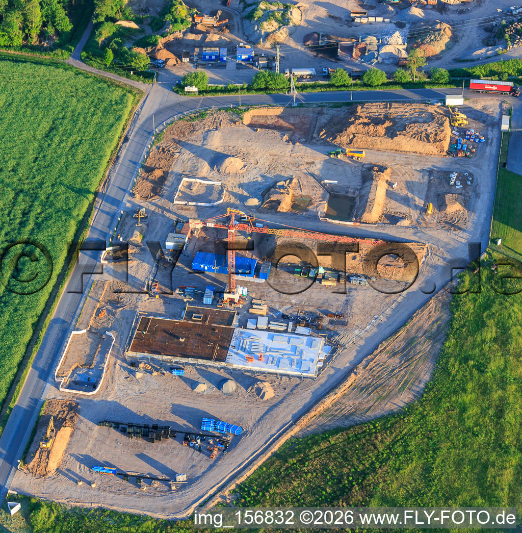 Construction area of the new X2E campus for administration and production buildings in Rohrbach in the state Rhineland-Palatinate, Germany