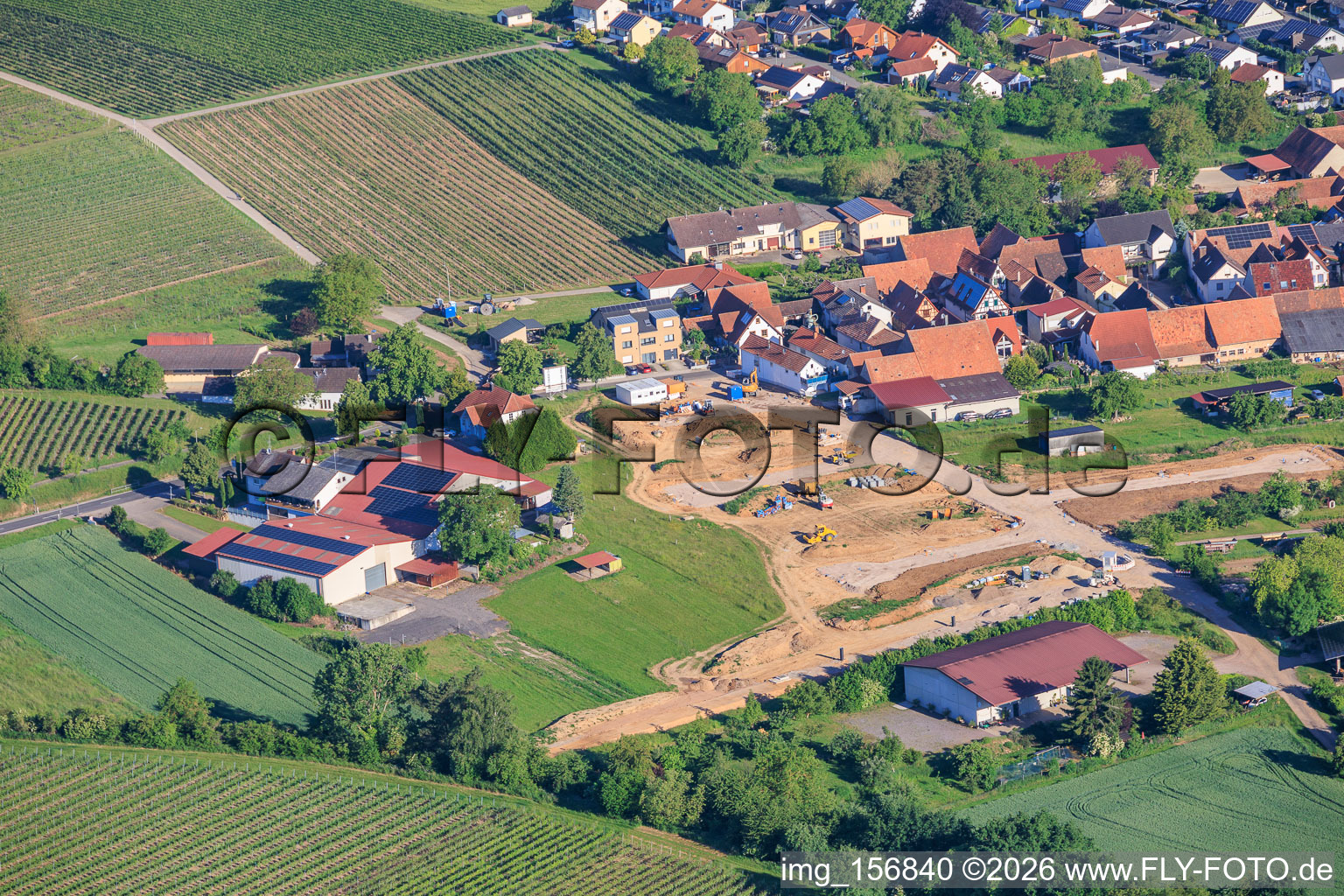 Development of the new residential area at the Lindenhof winery in the district Klingen in Heuchelheim-Klingen in the state Rhineland-Palatinate, Germany