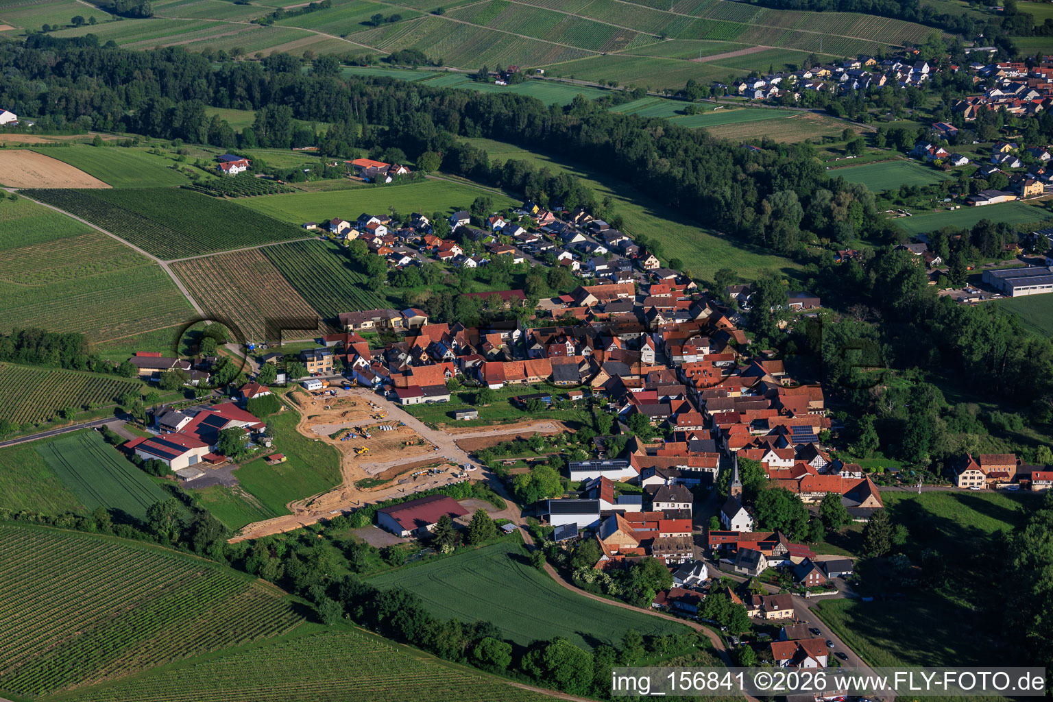 Development of the new residential area at the Lindenhof winery in the district Klingen in Heuchelheim-Klingen in the state Rhineland-Palatinate, Germany