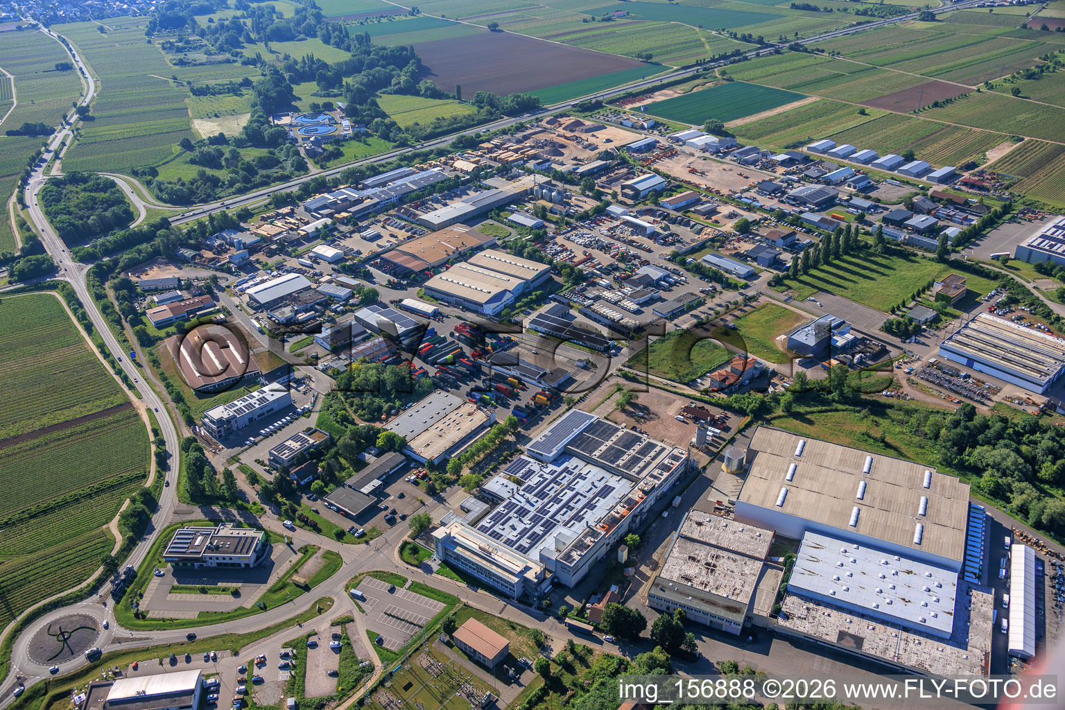 Industrial area In den Seewiesen, Industriering with Biffar GmbH & Co. KG in Edenkoben in the state Rhineland-Palatinate, Germany