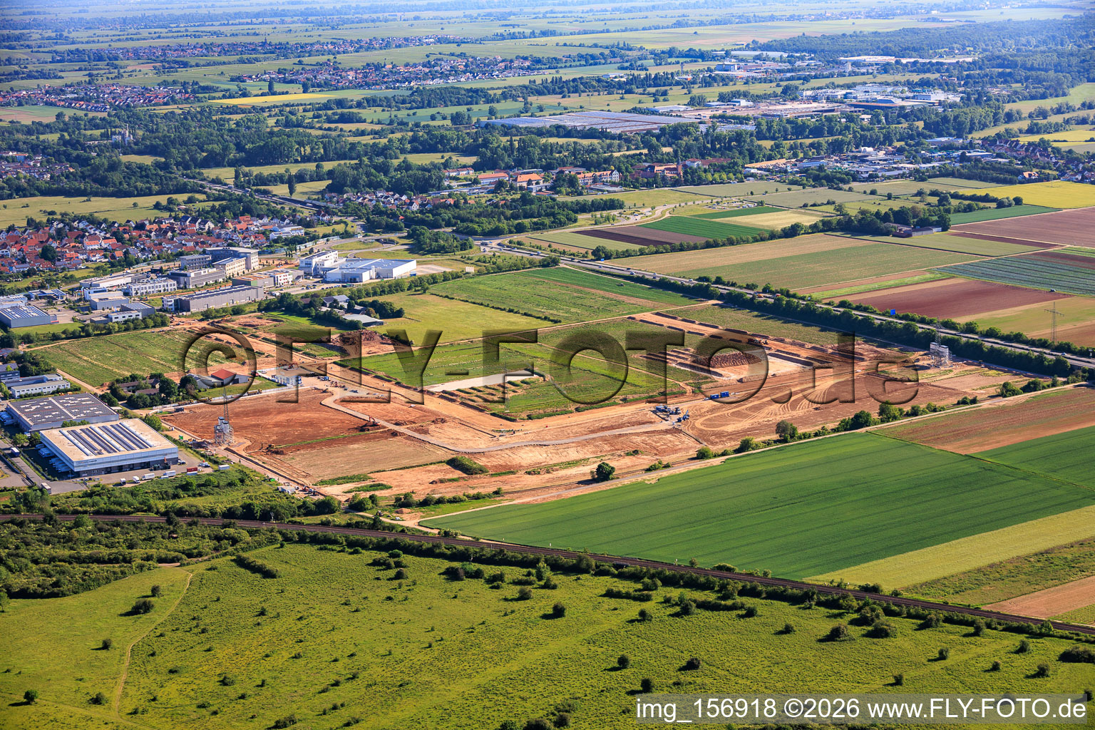 Industrial park D12 with construction site for geothermal power plant and substation by Vulcan in Landau in der Pfalz in the state Rhineland-Palatinate, Germany