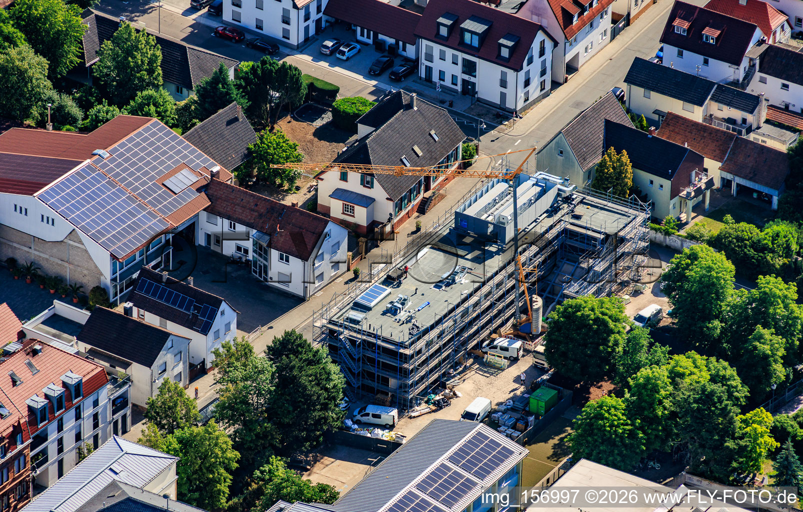 Construction site for a new cafeteria at the Ludwig-Riedinger Elementary School in Kandel in the state Rhineland-Palatinate, Germany