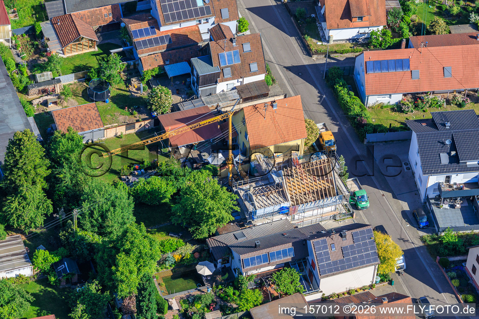 Construction site for the complete renovation of a detached house in Waldstr in Kandel in the state Rhineland-Palatinate, Germany