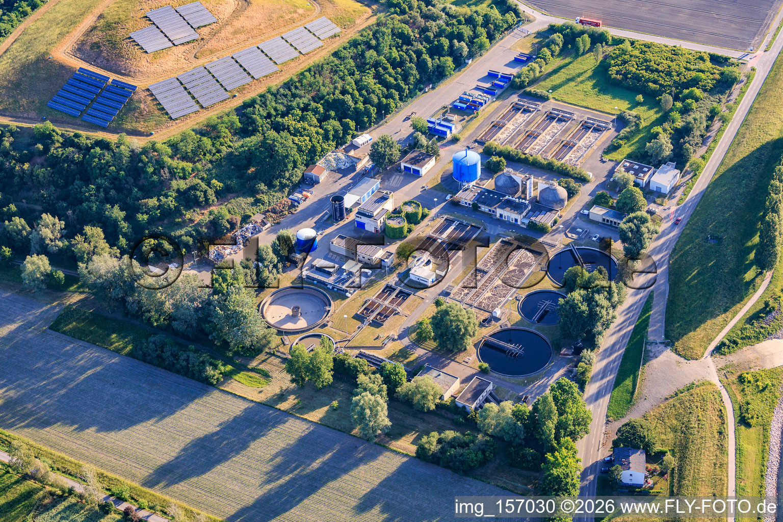 Wastewater treatment plant Speyer in the district Ludwigshof in Speyer in the state Rhineland-Palatinate, Germany