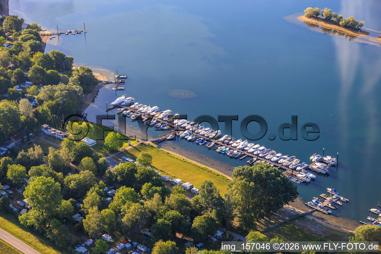 Boat landing of the 1st MBC Speyer on the Angelhofer Altrhein in Speyer in the state Rhineland-Palatinate, Germany