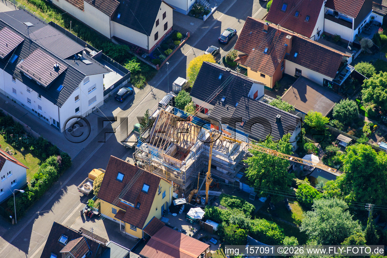 Construction site for the complete renovation of a detached house in Waldstr in Kandel in the state Rhineland-Palatinate, Germany