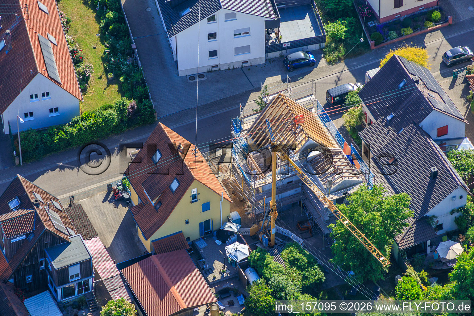 Construction site for the complete renovation of a detached house in Waldstr in Kandel in the state Rhineland-Palatinate, Germany