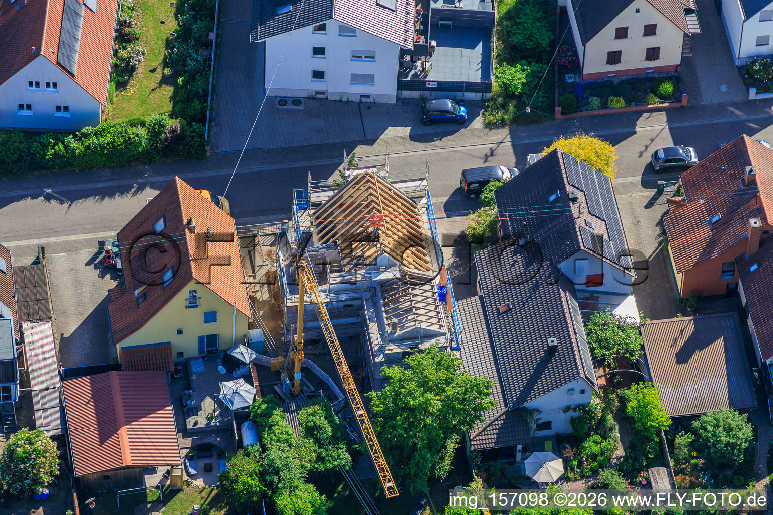 Construction site for the complete renovation of a detached house in Waldstr in Kandel in the state Rhineland-Palatinate, Germany