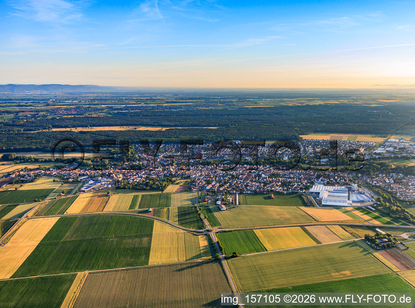 From the south in Bellheim in the state Rhineland-Palatinate, Germany