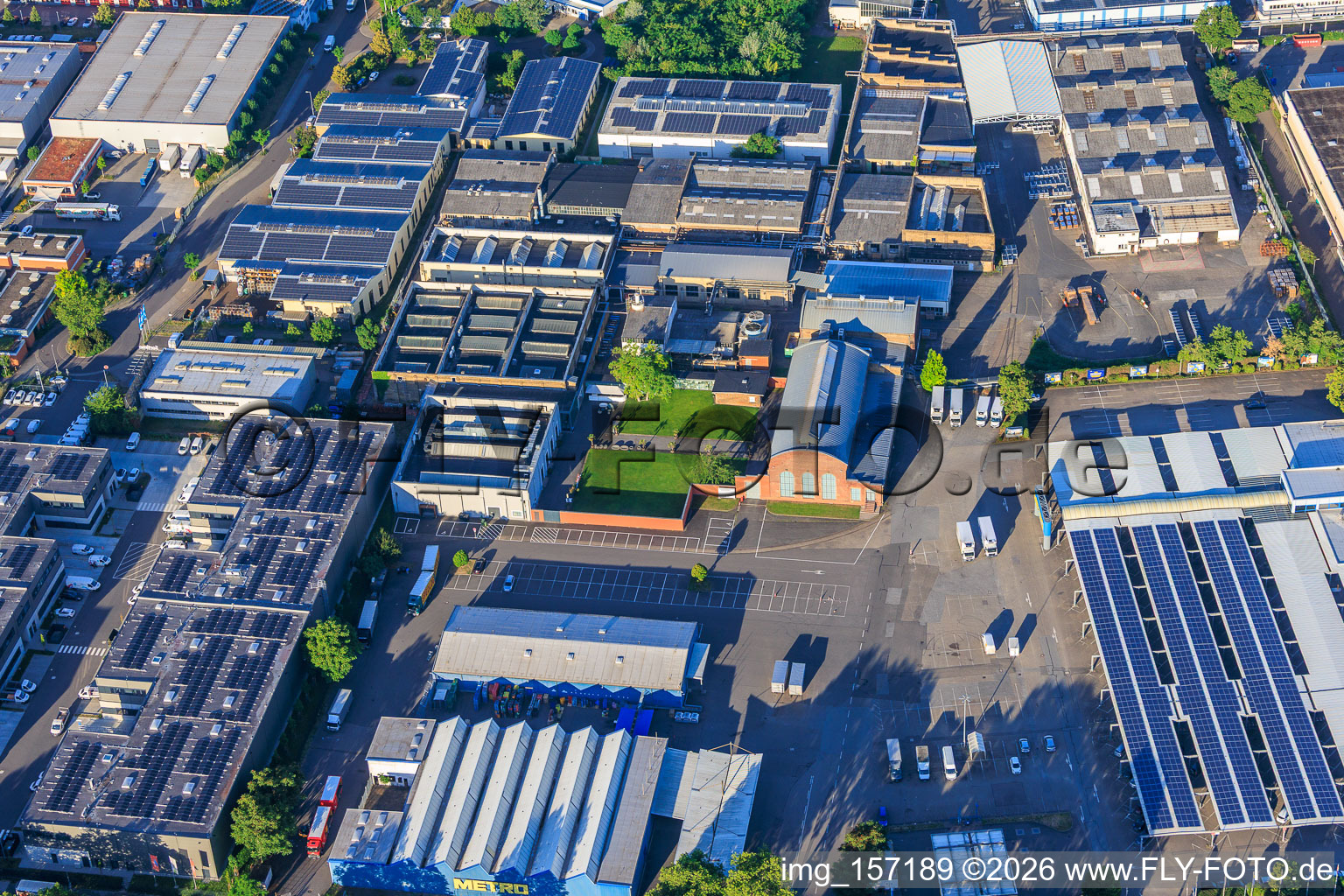 Old turtle factory from the northeast in the district Neckarau in Mannheim in the state Baden-Wuerttemberg, Germany