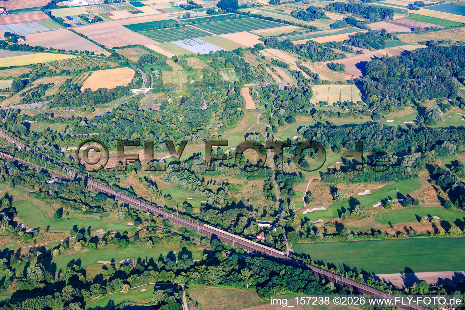 Golf course of the Kurpfalz Golf Park west of the railway line in Schifferstadt in the state Rhineland-Palatinate, Germany