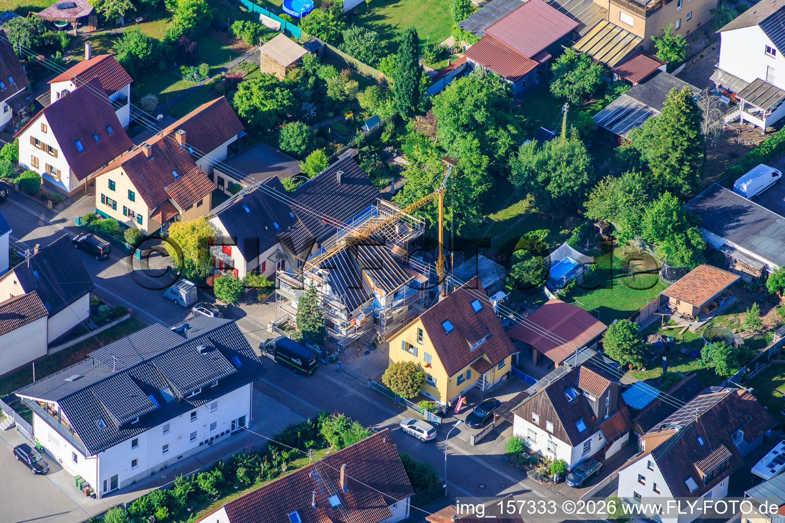 Construction site for the complete renovation of a detached house in Waldstr in Kandel in the state Rhineland-Palatinate, Germany