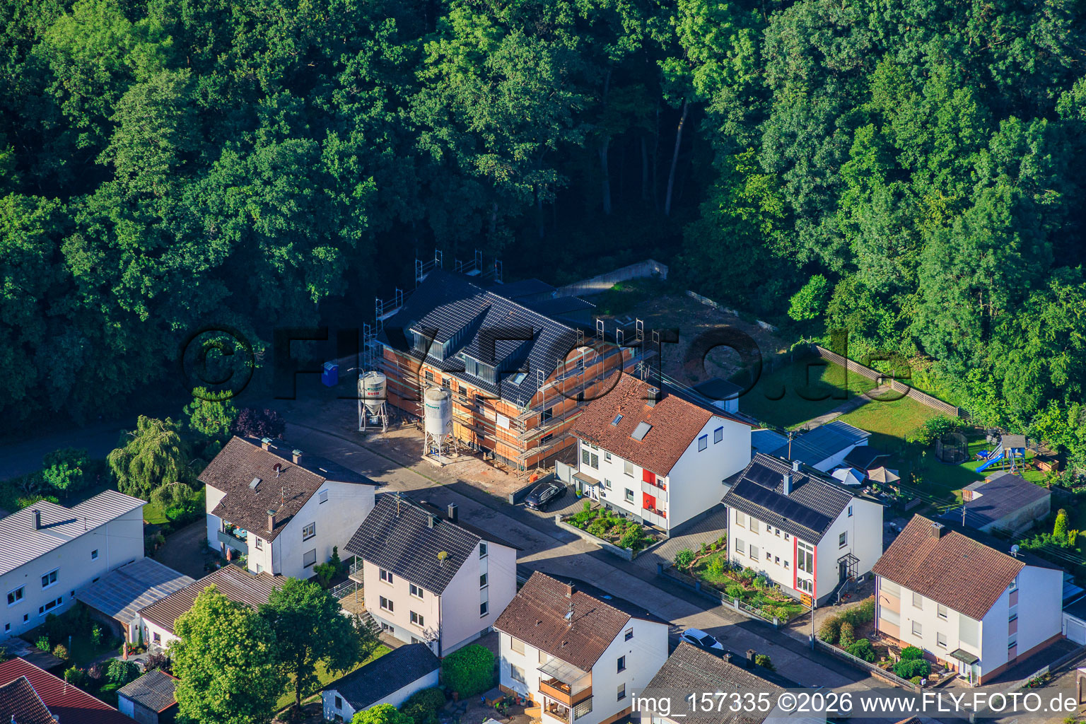 Construction site for a new six-family house on Elsässer Straße in Kandel in the state Rhineland-Palatinate, Germany