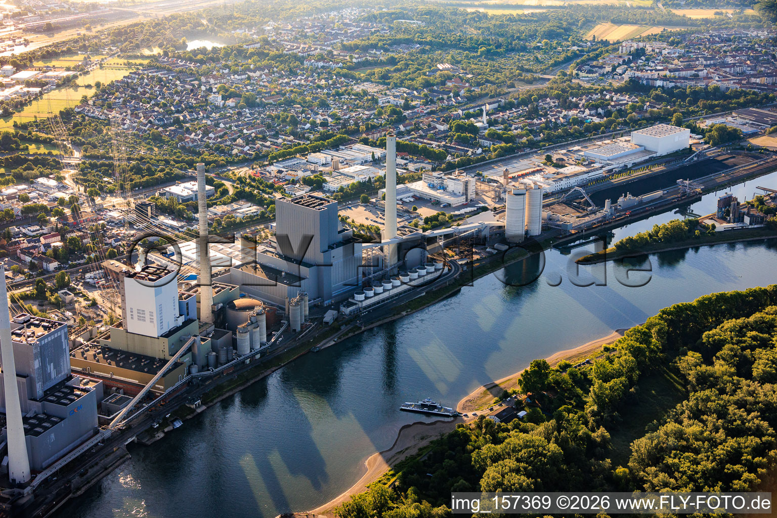Mannheim Power Plant - Block 9 on the Rhine riverbank in Altrip in the state Rhineland-Palatinate, Germany