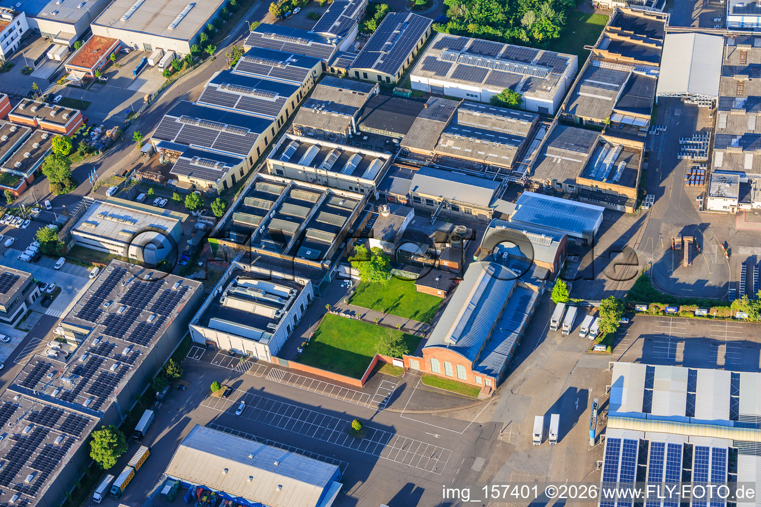 Old turtle factory from the northeast in the district Neckarau in Mannheim in the state Baden-Wuerttemberg, Germany