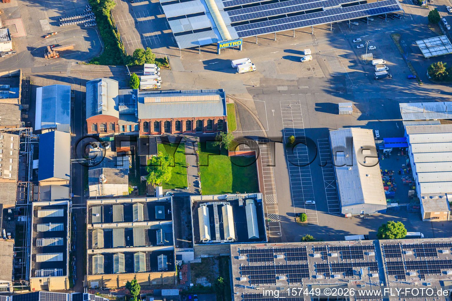 Old turtle factory from the southeast in the district Neckarau in Mannheim in the state Baden-Wuerttemberg, Germany