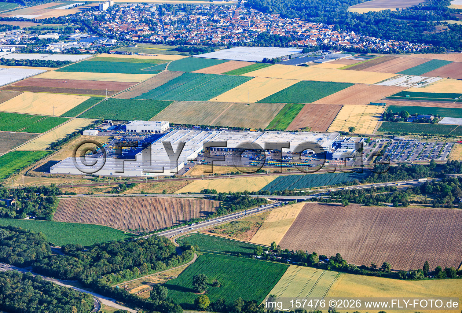 Joseph Vögele AG machine factory from the south in the district Rheingönheim in Ludwigshafen in the state Rhineland-Palatinate, Germany
