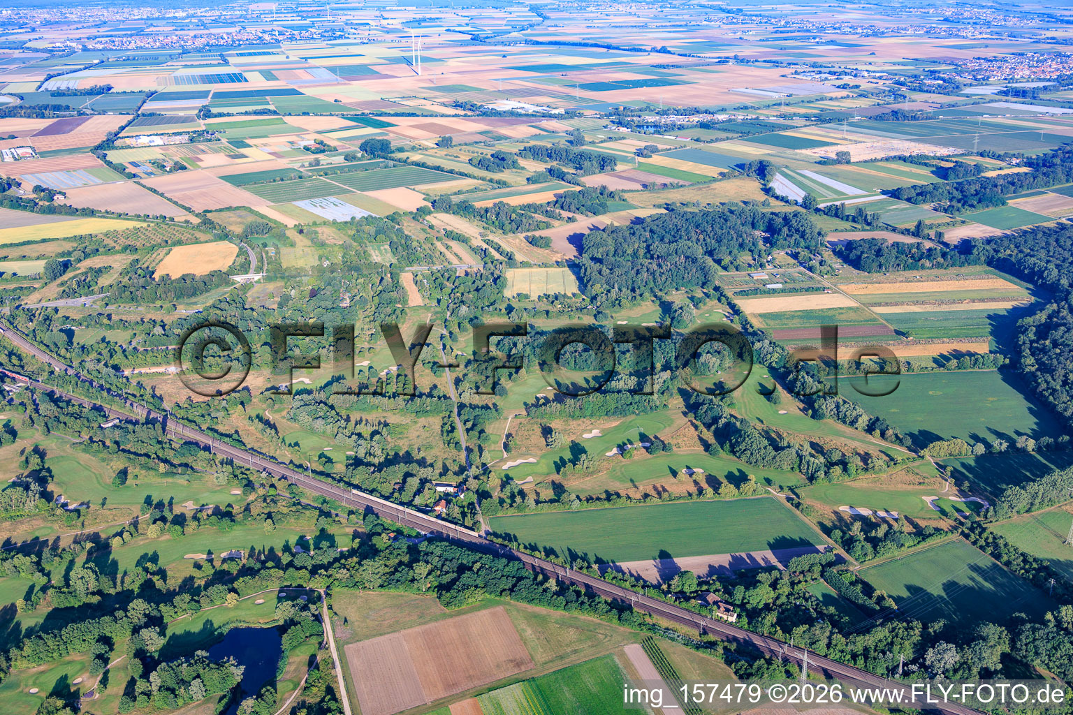 Golf course of the Kurpfalz Golf Park west of the railway line in Schifferstadt in the state Rhineland-Palatinate, Germany
