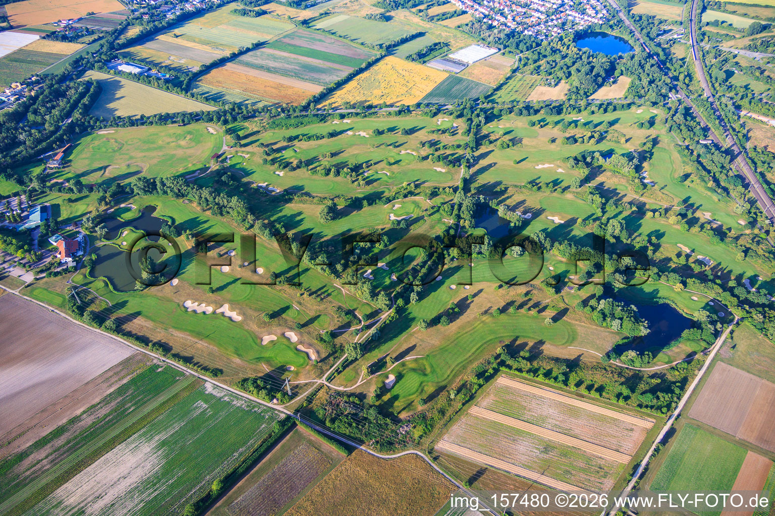 Golf course of the Golfpark Kurpfalz east of the railway in Schifferstadt in the state Rhineland-Palatinate, Germany