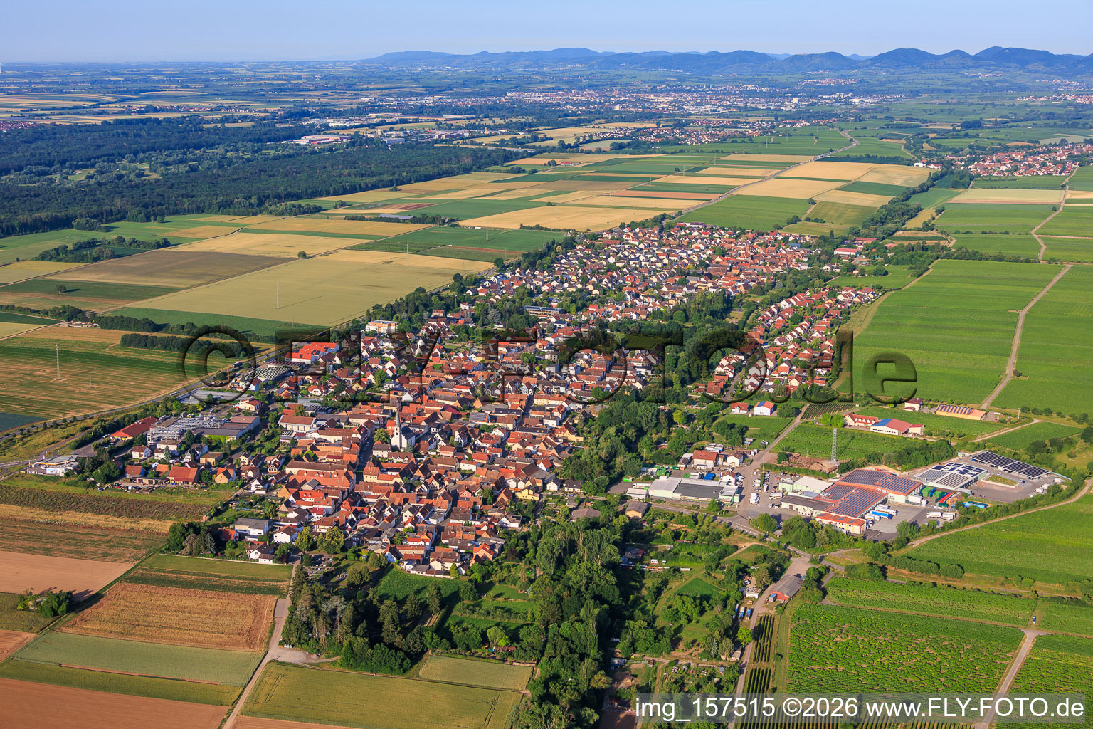 From the northeast in the district Niederhochstadt in Hochstadt in the state Rhineland-Palatinate, Germany