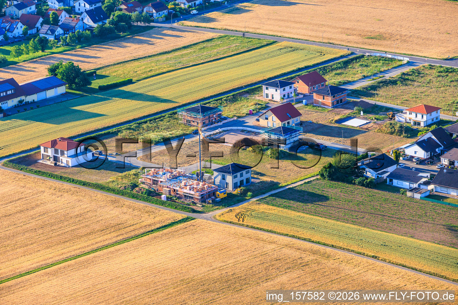 Construction sites in the new development area Im Niederfeld in the district Ingenheim in Billigheim-Ingenheim in the state Rhineland-Palatinate, Germany